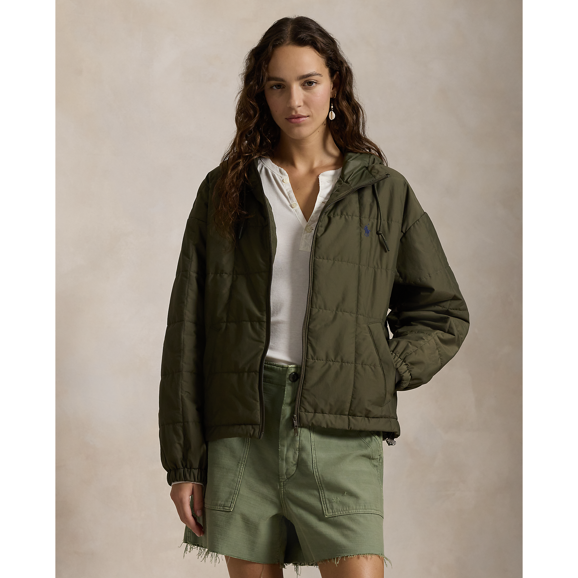 Box-Quilted Hooded Jacket in Green | Ralph Lauren® HK