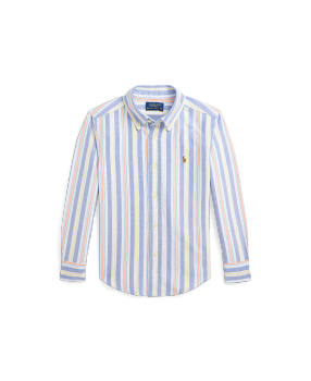 Striped Cotton Oxford Shirt in Blue | Ralph Lauren® HK