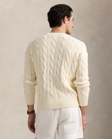 ☆EMIS☆ CABLE COTTON KNIT BAGWHITE m1037_1334833 Cable-Knit Cotton Sweater – Saxon