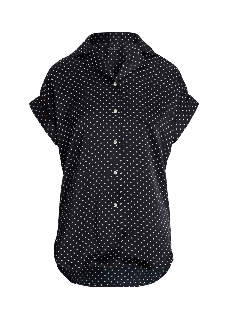 Ralph Lauren Polka-Dot Charmeuse Camp Shirt