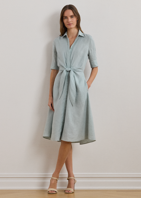 Ralph Lauren Tie-Front Linen Shirtdress