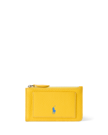 Polo Play Leather Zip Card Case in Yellow | Ralph Lauren® HK