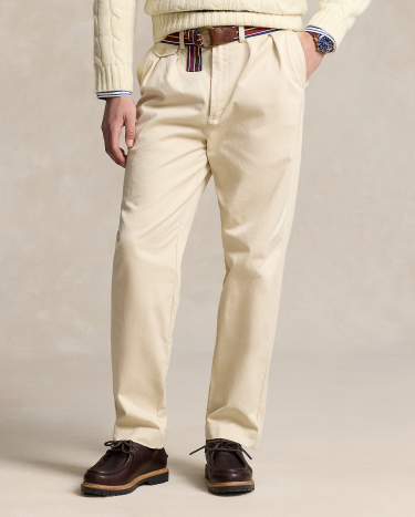Whitman Relaxed Fit Pleated Chino Pant in Natural | Ralph Whitman Relaxed Fit Pleated Chino Pant in Natural | Ralph