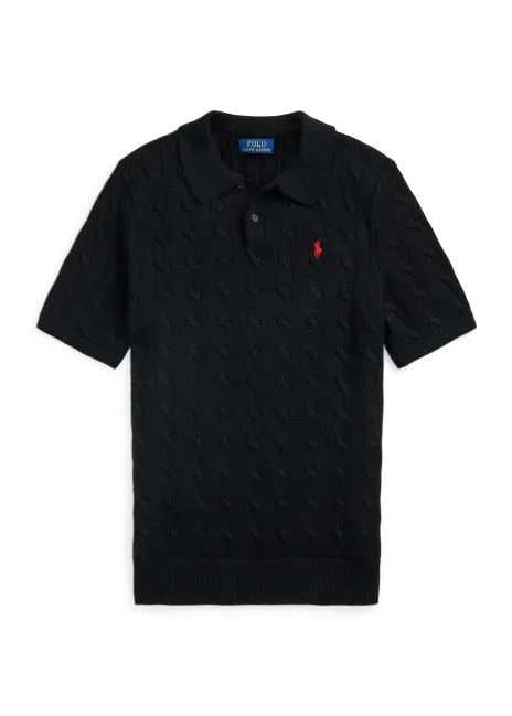 Ralph Lauren Cable-Knit Cotton Polo Sweater