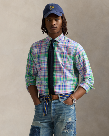 Classic Fit Plaid Oxford Shirt in Green | Ralph Lauren® HK