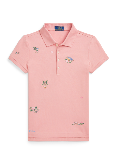 Ralph Lauren Embroidered Stretch Mesh Polo Shirt