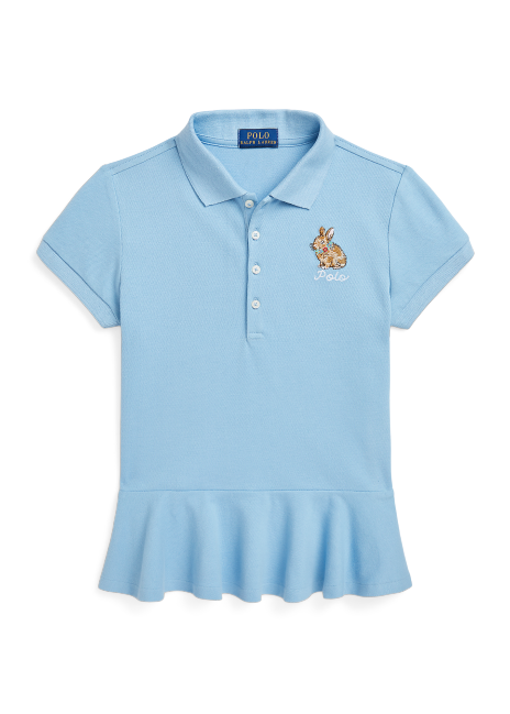 Ralph Lauren Bunny Stretch Mesh Peplum Polo Shirt