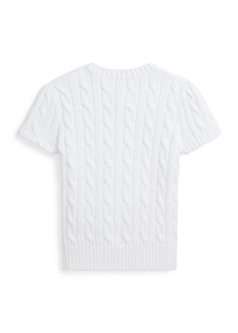 Ralph Lauren Cable-Knit Cotton Short-Sleeve Sweater