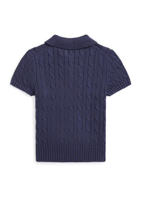 Ralph Lauren Cable-Knit Cotton Polo-Collar Sweater