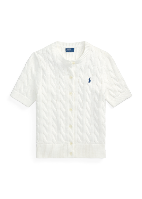 Ralph Lauren Cable-Knit Cotton Short-Sleeve Cardigan