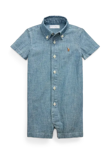 Ralph Lauren Indigo Cotton Chambray Shortall