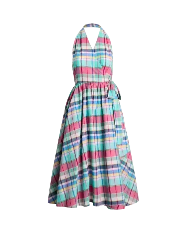 RALPH LAUREN PLAID HALTAR ワンピース即日発送 サイズ4 ラルフローレン ポロ レディース チェック シャツワンピース