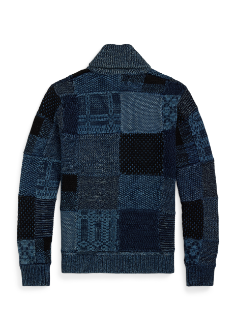 Ralph Lauren Indigo Patchwork Cotton-Linen Cardigan