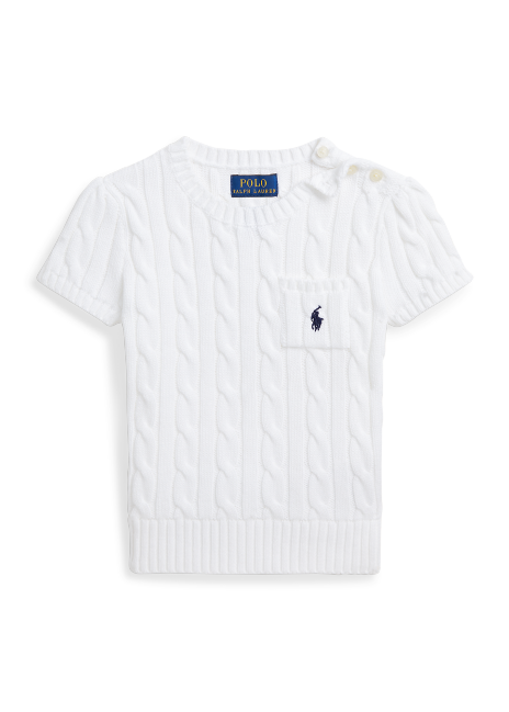 Ralph Lauren Cable-Knit Cotton Short-Sleeve Sweater