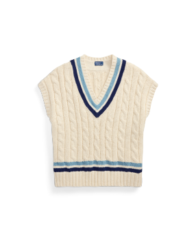 売れ筋商品|||ラルフローレン ニット&セーター レディース アウター WIMBLEDON CABLE CASHMERE BLEND VEST - Jumper - white combo Wimbledon Cable Cashmere-Blend Waistcoat for Women | Ralph