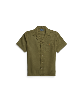 Classic Fit Indigo Plaid Camp Shirt in Blue | Ralph Lauren® HK
