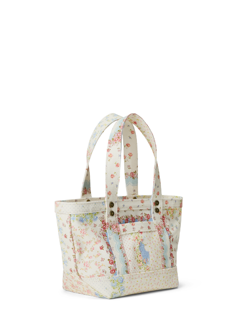 Ralph Lauren Floral Big Pony Cotton Canvas Mini Tote