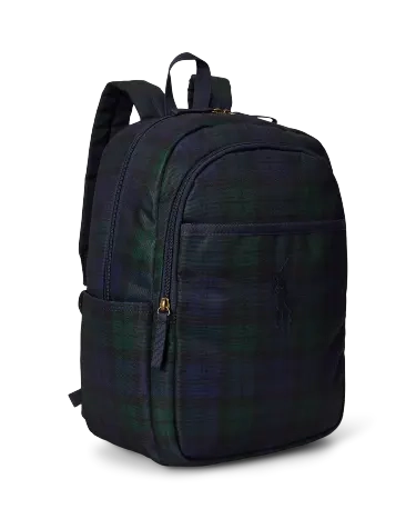 Plaid Big Pony Medium Backpack in Black | Ralph Lauren® HK
