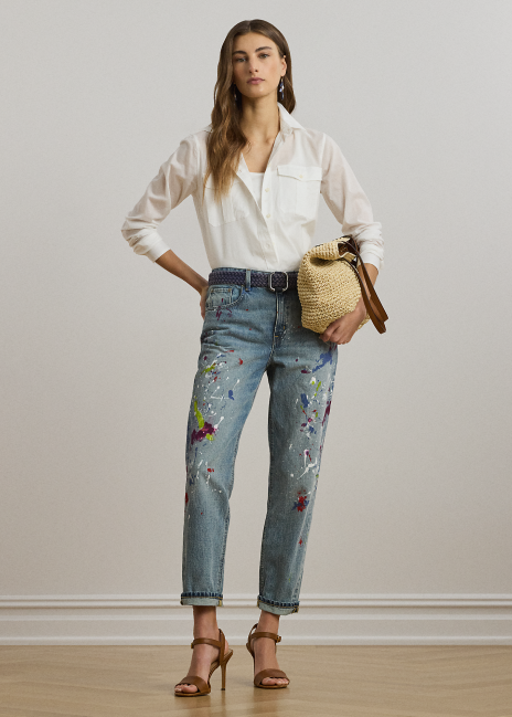 Ralph Lauren Print Boyfriend Tapered Ankle Jean