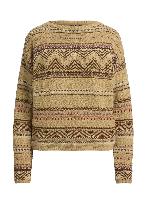 Ralph Lauren Geo-Striped Cotton-Linen Sweater