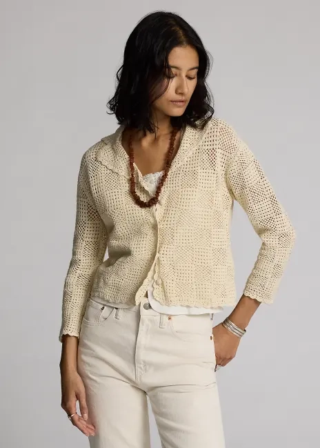 Ralph Lauren Hand-Crocheted Cotton Cardigan
