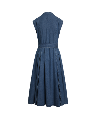 Belted Denim Sleeveless A-Line Dress in Navy | Ralph Lauren® HK