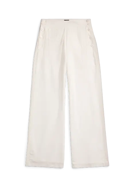 Ralph Lauren Embroidered-Trim Linen-Cotton Pant
