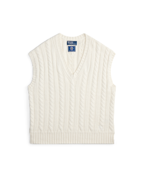 売れ筋商品|||ラルフローレン ニット&セーター レディース アウター WIMBLEDON CABLE CASHMERE BLEND VEST - Jumper - white combo 211970525001_alternate1.jpg