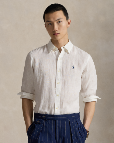ラルフローレン 極美品 現行 BD L/S linen shirt L 白 POLO Ralph Lauren Men's 100% Linen White Long Sleeve Button
