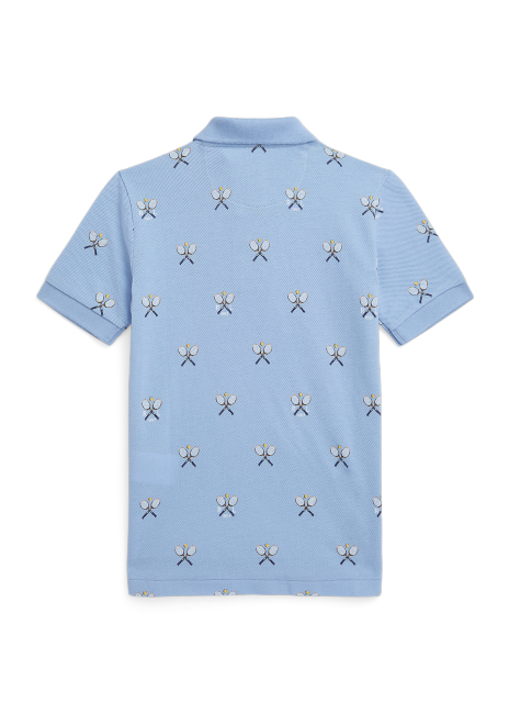 Ralph Lauren Tennis-Print Cotton Mesh Polo Shirt