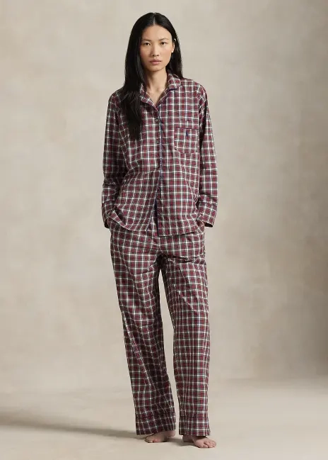 Ralph Lauren Plaid Flannel Long-Sleeve Pajama Set