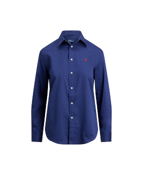 Cotton Oxford Tie-Front Cropped Shirt in Blue | Ralph Lauren® HK