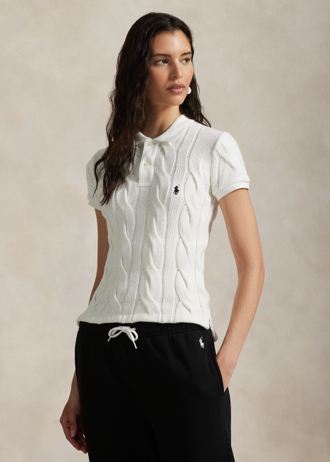 Ralph Lauren Cable-Knit Cotton Polo Shirt