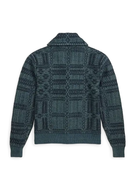 Ralph Lauren Indigo Jacquard-Knit Cotton Cardigan