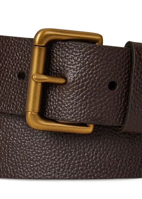Ralph Lauren Pebbled Leather Roller-Buckle Belt