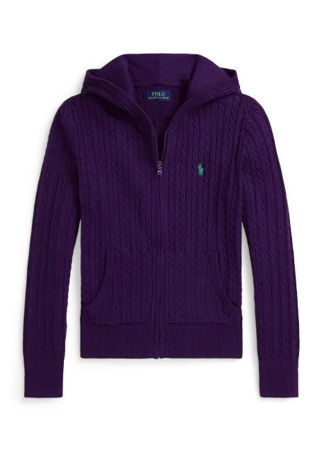 Ralph Lauren Mini-Cable Cotton Full-Zip Hoodie
