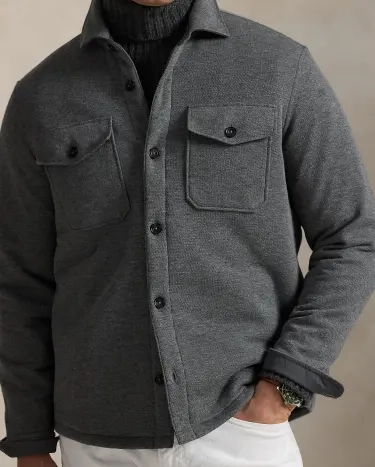 Double-Knit Mesh Shirt Jacket in Grey | Ralph Lauren® HK