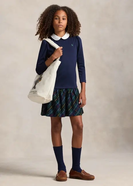 Ralph Lauren Plaid-Skirt Ponte Dress