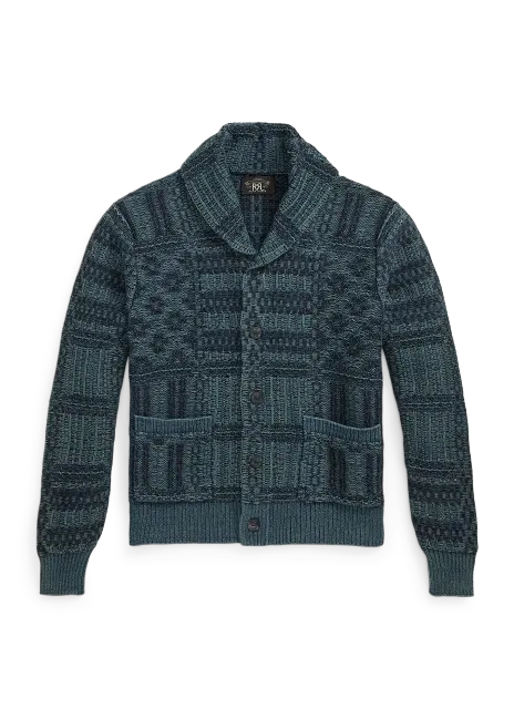 Ralph Lauren Indigo Jacquard-Knit Cotton Cardigan