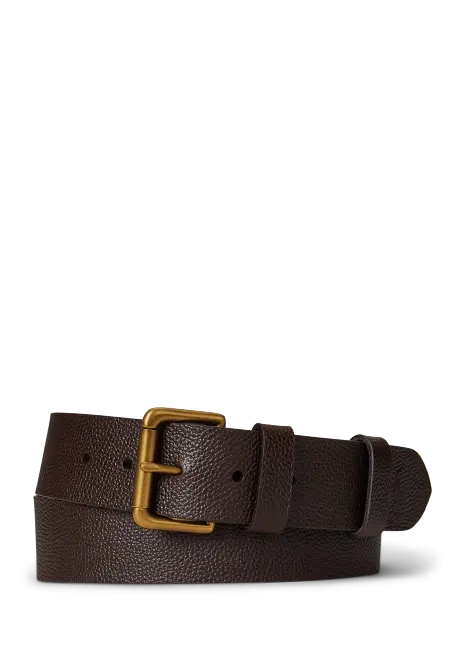 Ralph Lauren Pebbled Leather Roller-Buckle Belt