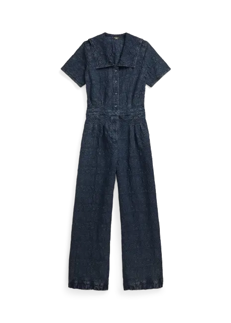 Ralph Lauren Indigo Jacquard Jumpsuit