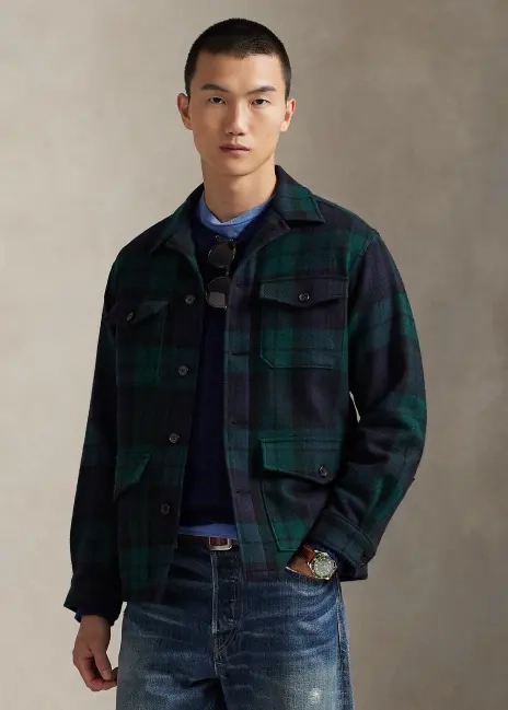 Ralph Lauren Plaid Wool-Alpaca Tweed Overshirt