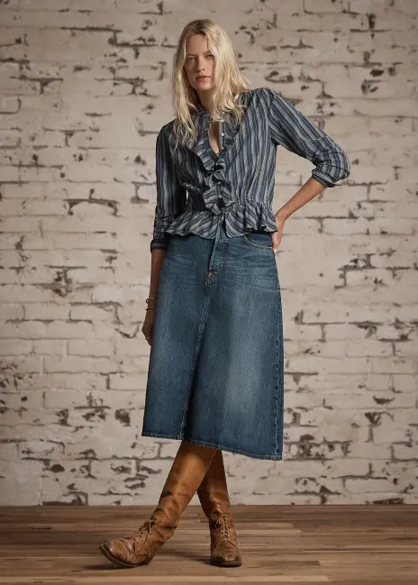Ralph Lauren Indigo Selvedge Denim Skirt