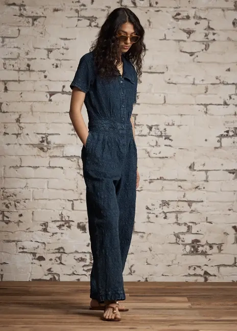 Ralph Lauren Indigo Jacquard Jumpsuit