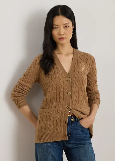 Ralph Lauren Cable-Knit Wool-Cashmere Cardigan