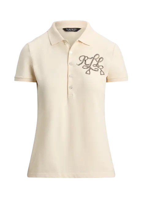 Ralph Lauren Beaded-Logo Cotton Piqué Polo Shirt