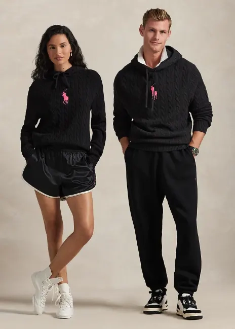 Ralph Lauren Pink Pony Cable-Knit Hoodie