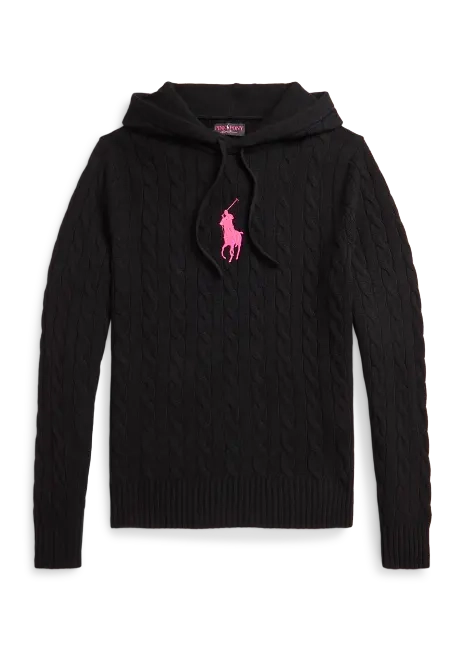 Ralph Lauren Pink Pony Cable-Knit Hoodie