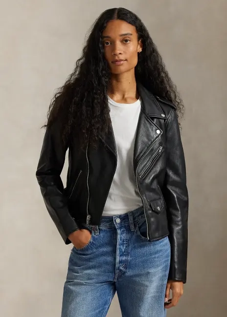 Ralph Lauren Sheepskin Leather Moto Jacket