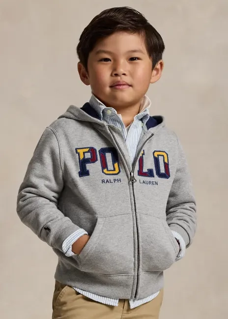 Ralph Lauren Corduroy-Logo Fleece Full-Zip Hoodie